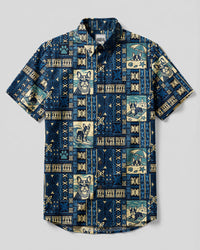 ISLAND FRENCHIE DOG PATCHWORK BUTTON-DOWN COLLAR SHIRT - TYQY1809263