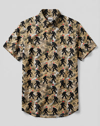 SANTA BIGFOOT MOUNTAIN CHRISTMAS BUTTON-DOWN COLLAR SHIRT - TYQY1410261
