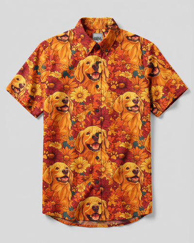 GOLDEN RETRIEVER FLORAL PARADISE DOG BUTTON-DOWN COLLAR SHIRT - TYQY2408267