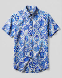 COASTAL BLUE MOSAIC BUTTON-DOWN COLLAR SHIRT - TYQY0608262