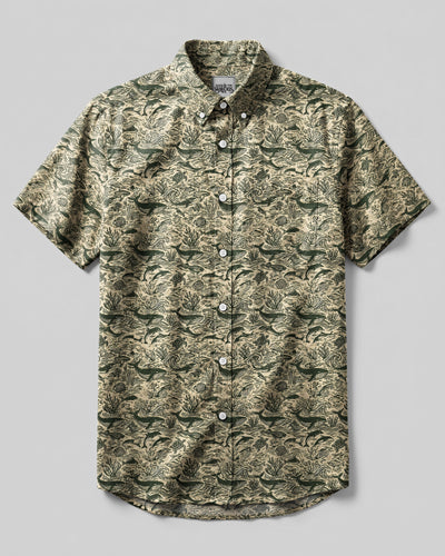 VINTAGE OCEAN TAPESTRY BUTTON-DOWN COLLAR SHIRT - TYQY0708263