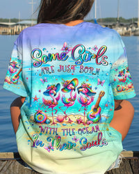 SOME GIRLS ARE JUST BORN FLAMINGO ALL OVER PRINT - TLTR2906242