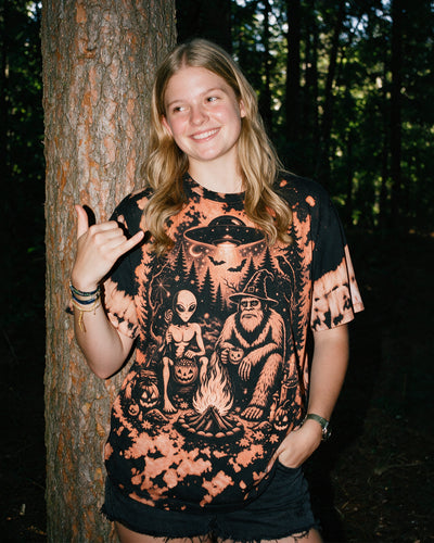BIGFOOT ALIEN HALLOWEEN CAMPFIRE ALL OVER PRINT - RI2707262