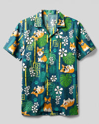 ALOHA TROPICAL CORGI DOG CAMP SHIRT - TLNT0508262