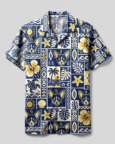 ALOHA CHIHUAHUA DOG PATCHWORK CAMP SHIRT - TLNT1408262