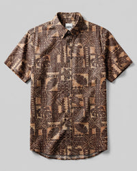 ISLAND TAPA TURTLE MOSAIC BUTTON-DOWN COLLAR SHIRT - TLNT2307263