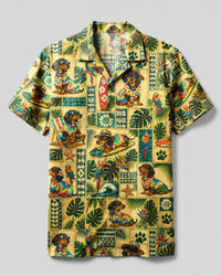 DACHSHUND DOG ISLAND PATCHWORK CAMP SHIRT - TLNT0308262