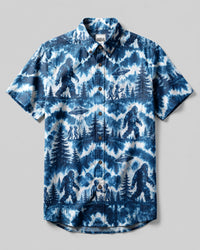 BIGFOOT & ALIEN INDIGO WILDERNESS BUTTON-DOWN COLLAR SHIRT - TLNT2207264