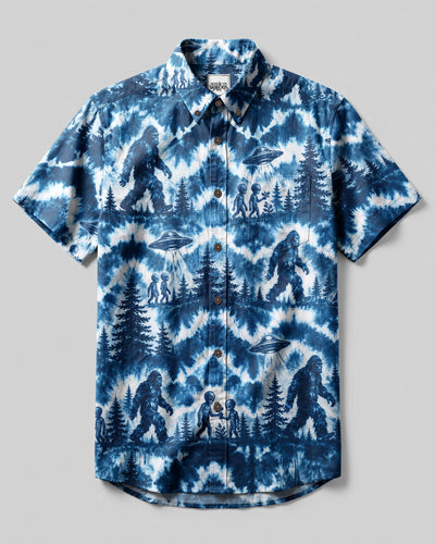 BIGFOOT & ALIEN INDIGO WILDERNESS BUTTON-DOWN COLLAR SHIRT - TLNT2207264