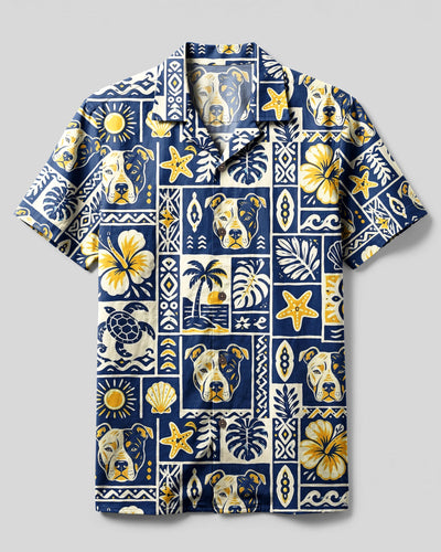 ALOHA PITBULL DOG PATCHWORK CAMP SHIRT - TLNT1708264