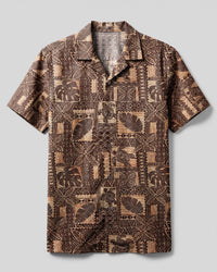 ISLAND TAPA TURTLE MOSAIC CAMP SHIRT - TLNT2307264