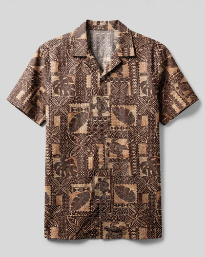 ISLAND TAPA TURTLE MOSAIC CAMP SHIRT - TLNT2307264