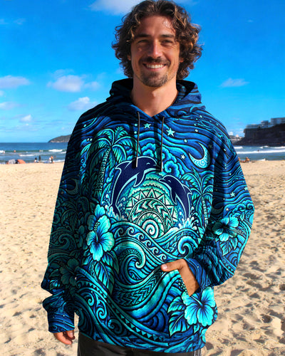 TRIBAL SUNSET TWILIGHT DOLPHINS ALL OVER PRINT  - TLNT2209264