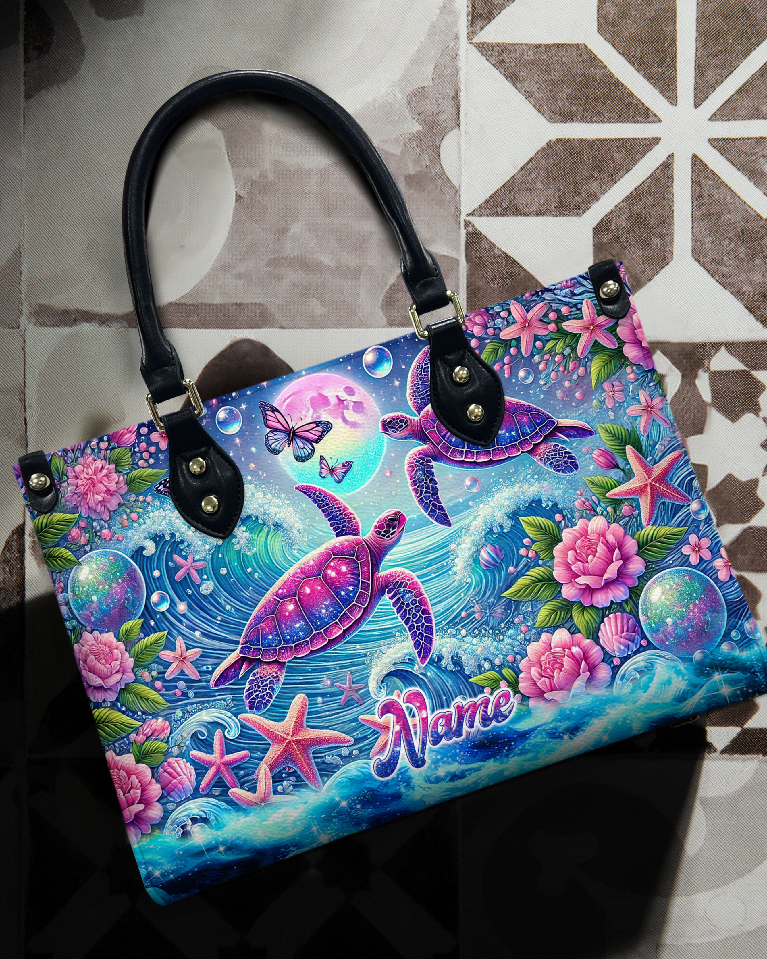 SEA TURTLE UNDER MOON LEATHER HANDBAG - TLTW1807243