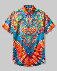PSYCHEDELIC TURTLE SWIRL BUTTON-DOWN COLLAR SHIRT - RI0306261