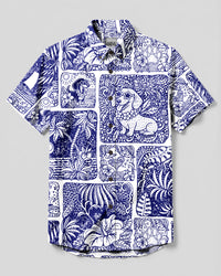 TROPICAL DACHSHUND MOSAIC BUTTON-DOWN COLLAR SHIRT – RI0408261
