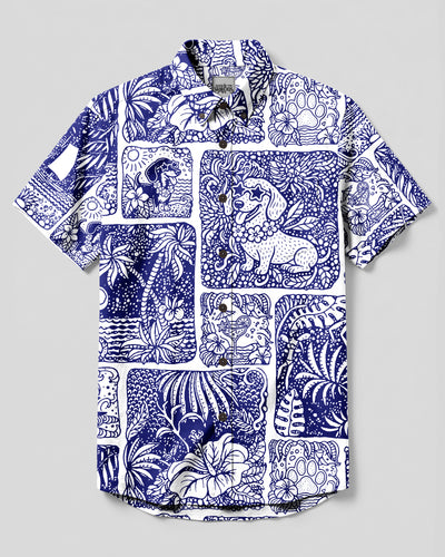 TROPICAL DACHSHUND MOSAIC BUTTON-DOWN COLLAR SHIRT – RI0408261