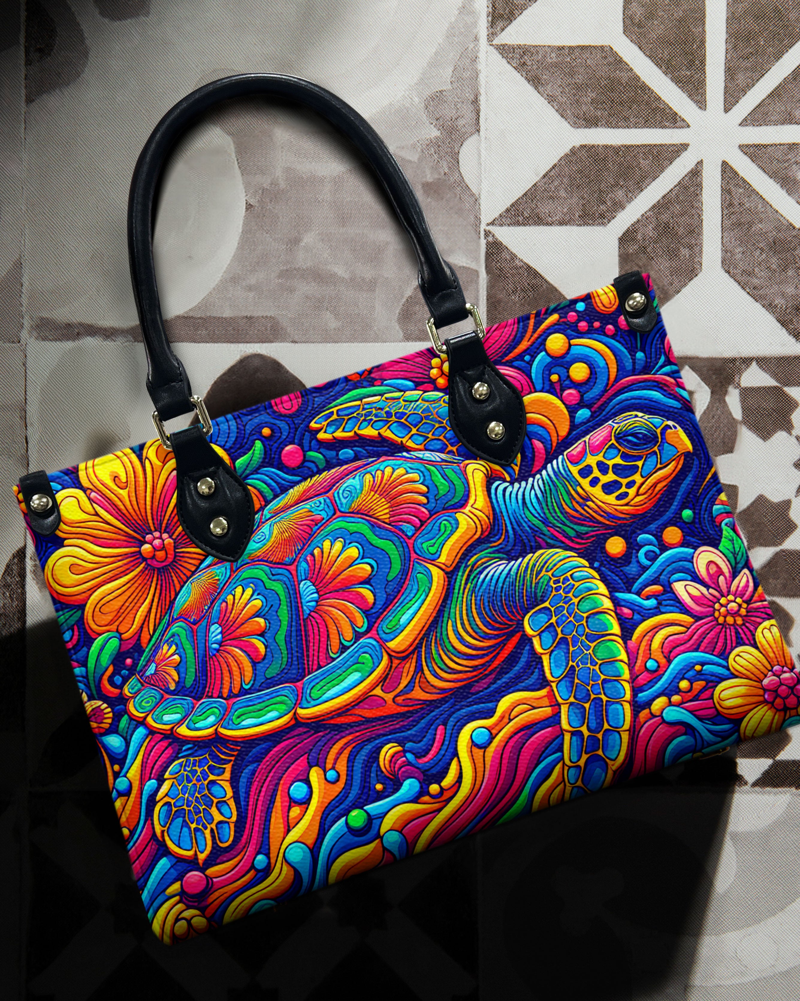 COLORFUL TURTLE LEATHER HANDBAG - TLNO2707242