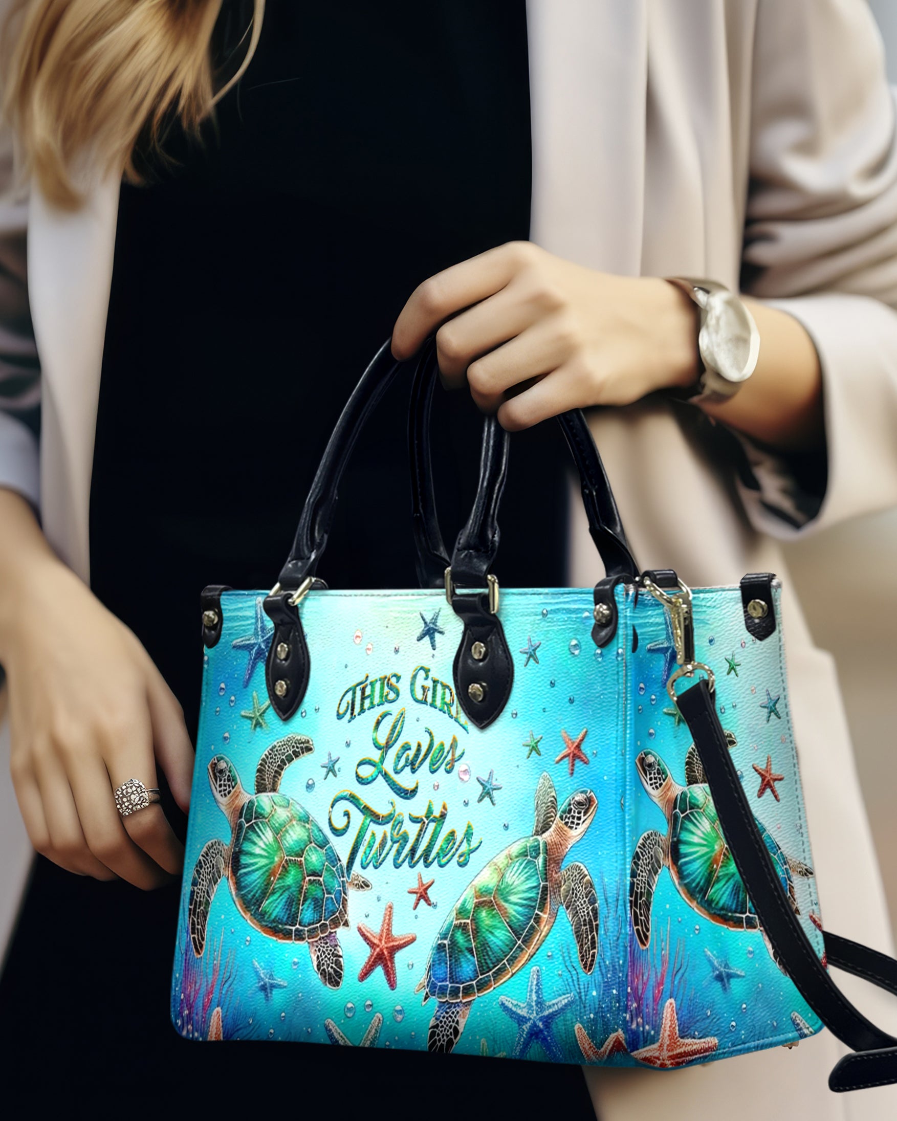 THIS GIRL LOVES TURTLES LEATHER HANDBAG - YHHG0506244