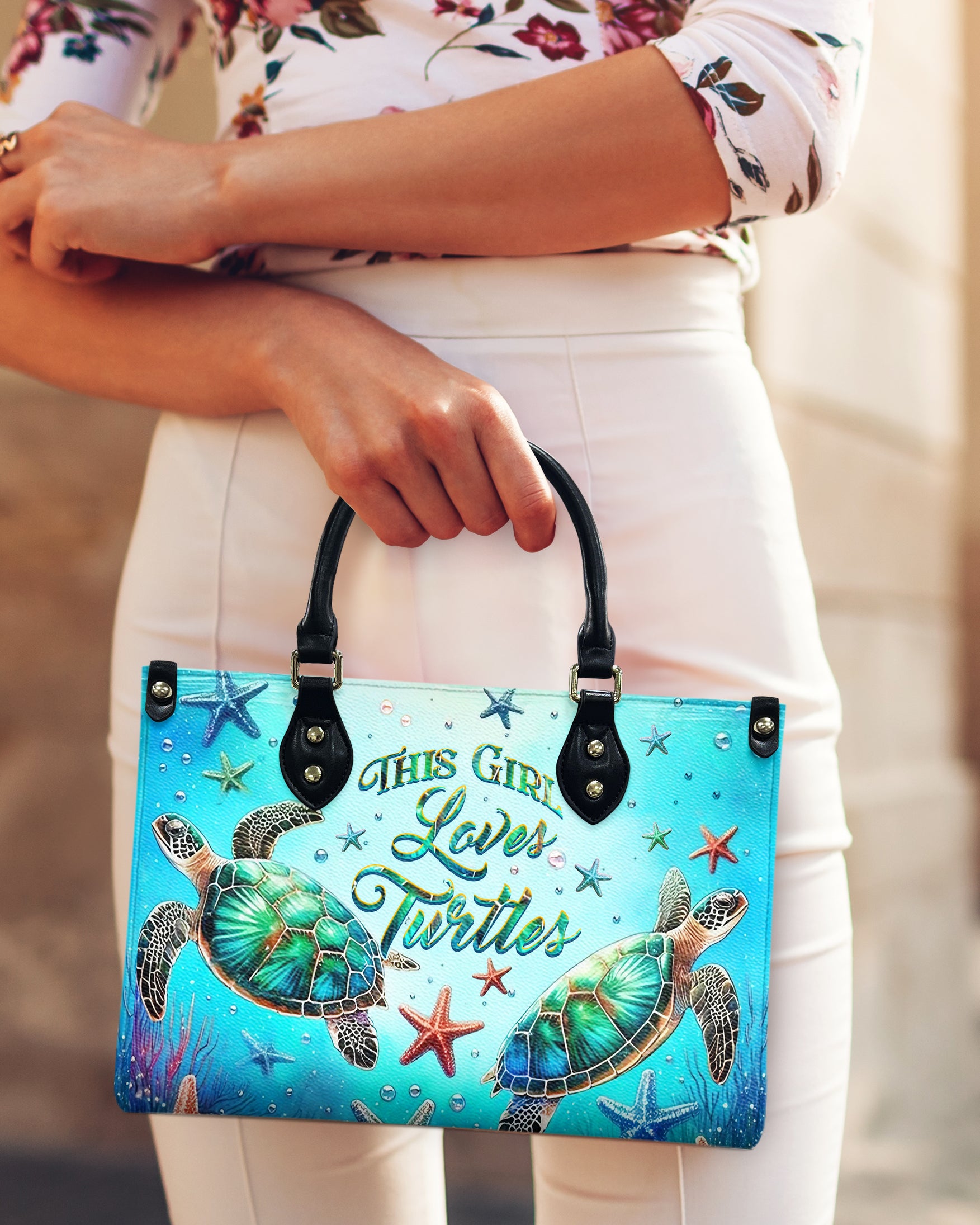 THIS GIRL LOVES TURTLES LEATHER HANDBAG - YHHG0506244