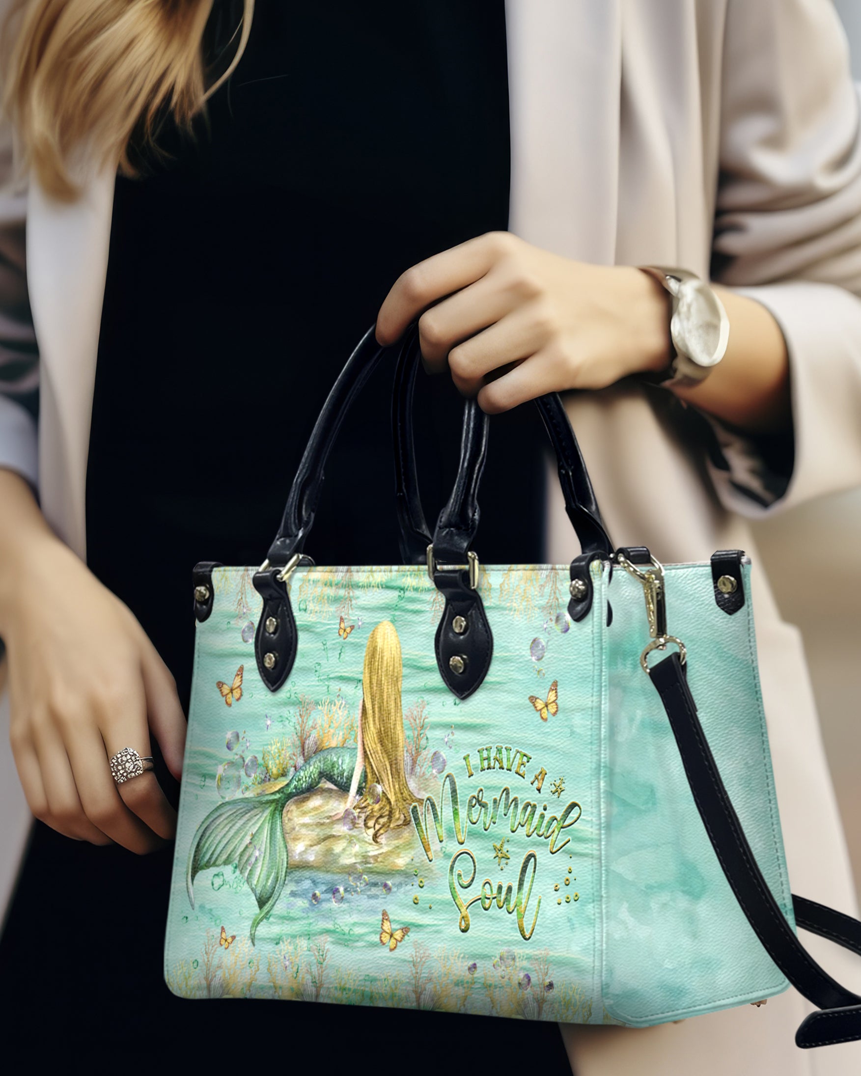 I HAVE A MERMAID SOUL LEATHER HANDBAG - YHHG3009244