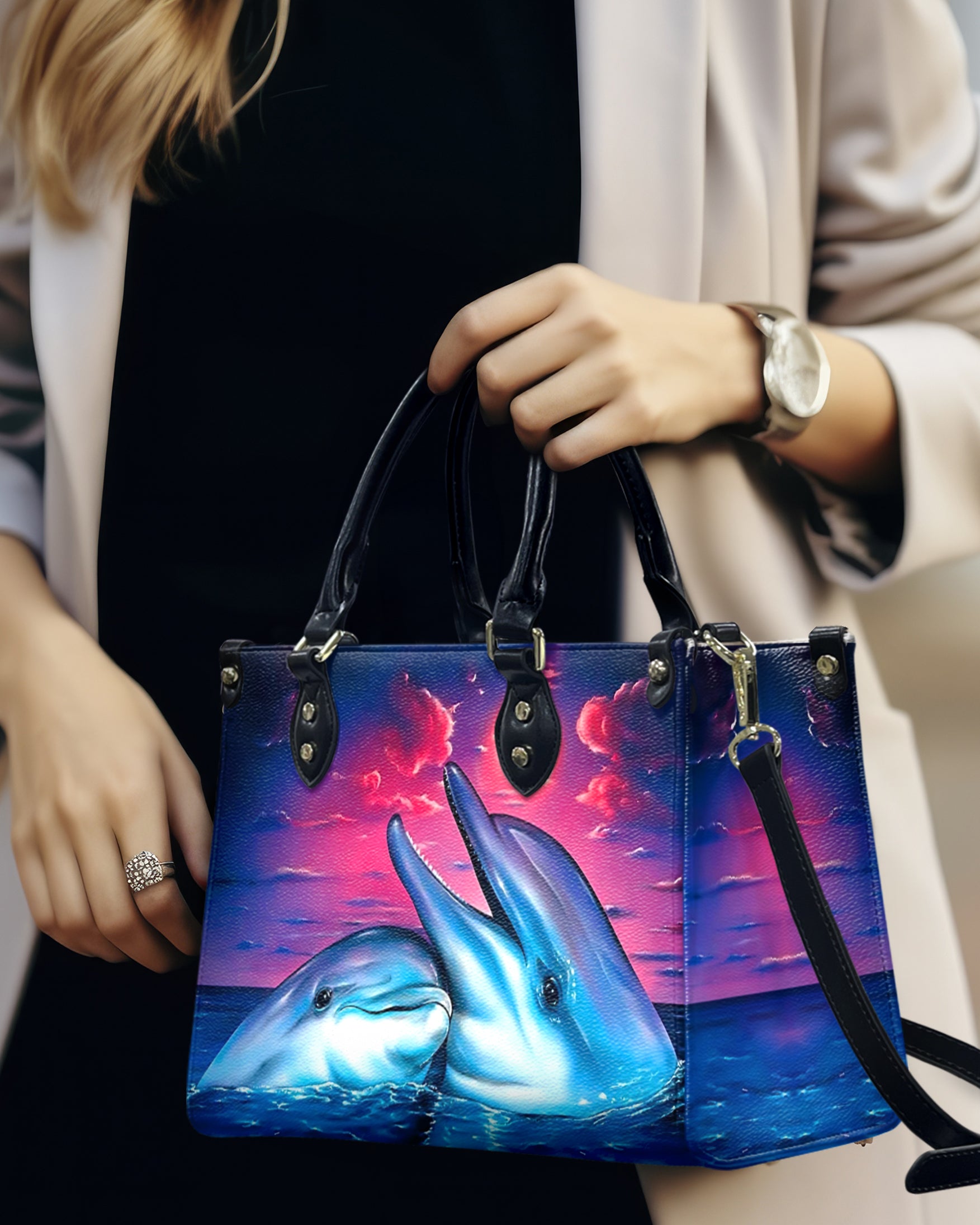 DOLPHIN LOVE BEACH LEATHER HANDBAG - YHHG0609241