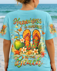 HAPPINESS IS WALKING ON THE BEACH FLIP FLOPS ALL OVER PRINT - YHHG2305252