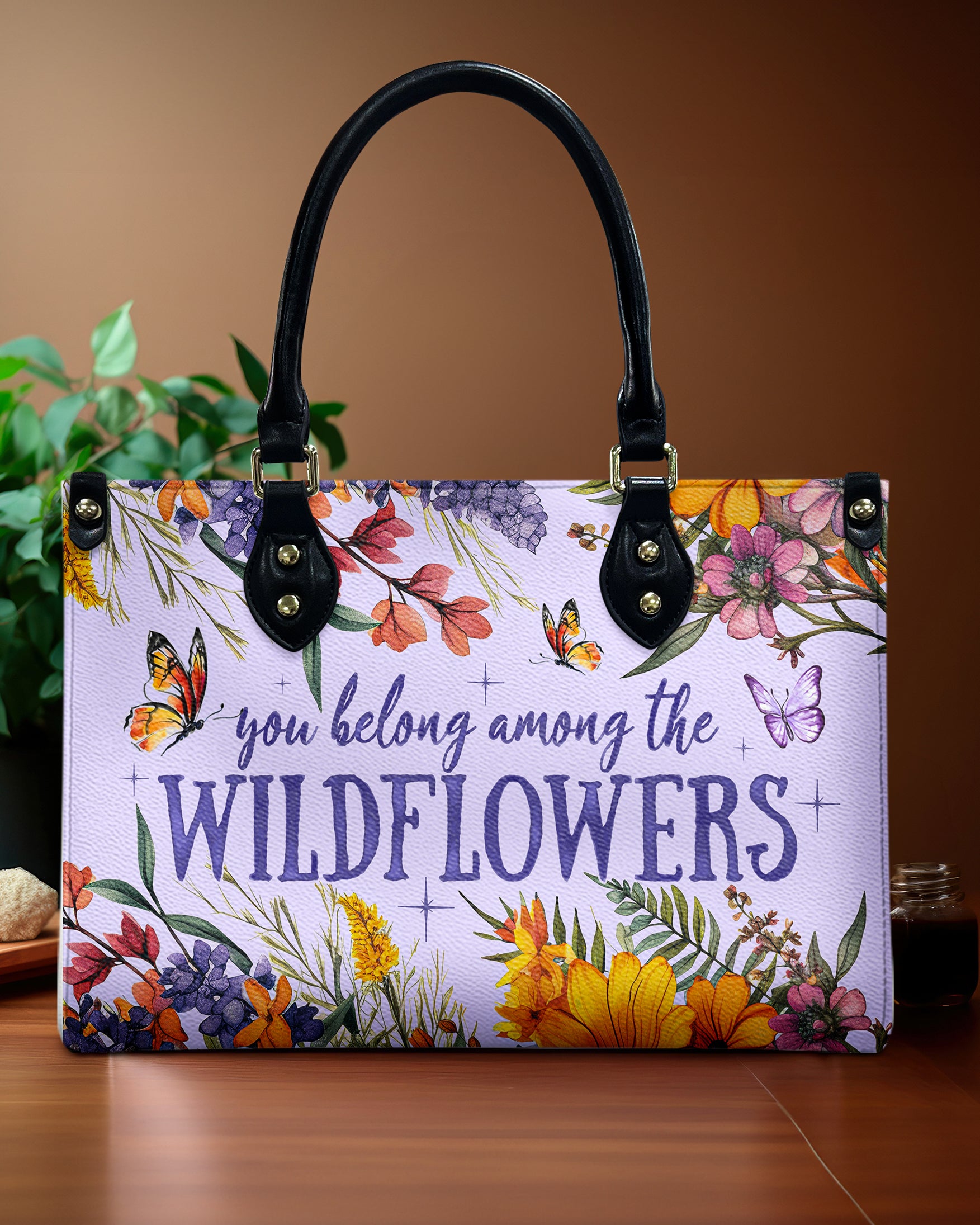 YOU BELONG AMONG THE WILDFLOWERS LEATHER HANDBAG - TY2503242