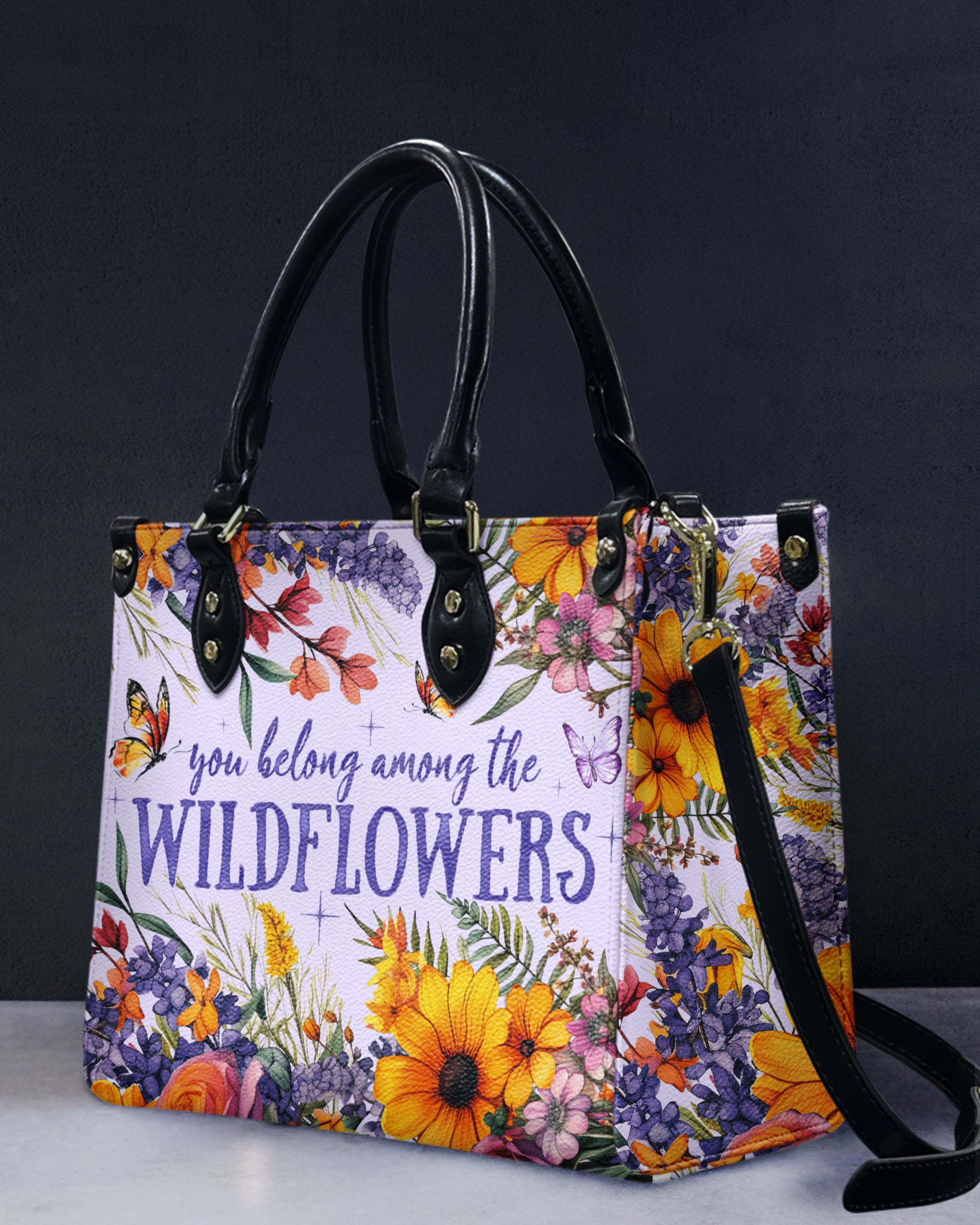 YOU BELONG AMONG THE WILDFLOWERS LEATHER HANDBAG - TY2503242