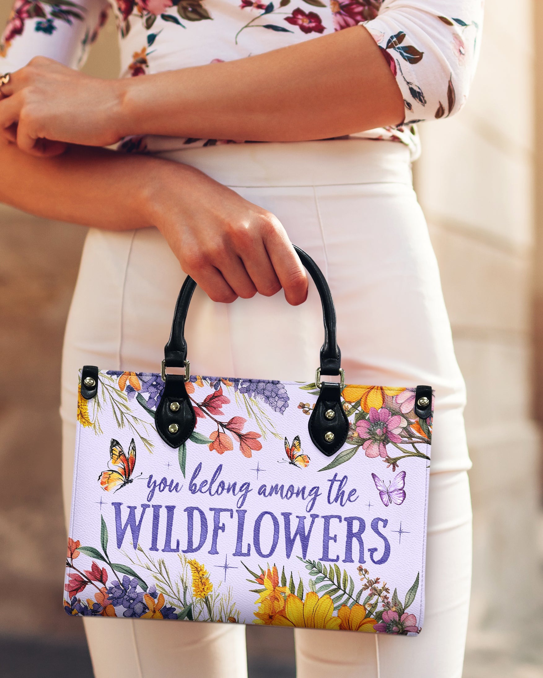 YOU BELONG AMONG THE WILDFLOWERS LEATHER HANDBAG - TY2503242