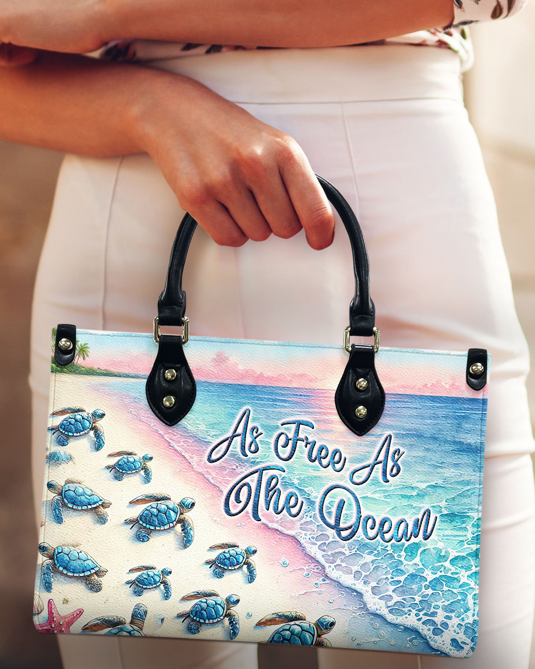 AS FREE AS THE OCEAN TURTLE LEATHER HANDBAG - TLTW2908243