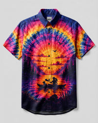 KAYAK LAKE DAY WITH DOG SUNSET BUTTON-DOWN COLLAR SHIRT - TLHG2406265