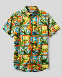 TROPICAL CRUISE PATCHWORK BUTTON-DOWN COLLAR SHIRT - TLHN0308261