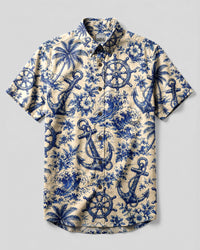 ANCHOR STEERING WHEEL PATTERN BUTTON-DOWN  COLLAR SHIRT - TLHN2206263