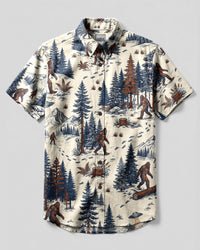 BIGFOOT ALIEN UFO BUTTON-DOWN COLLAR SHIRT - TLHN2306262