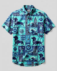 DACHSHUND DOG ISLAND PATCHWORK BUTTON-DOWN COLLAR SHIRT - TLNO1507263