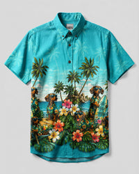 DACHSHUND DOG TROPICAL  BUTTON-DOWN COLLAR SHIRT  - TLNT0107265