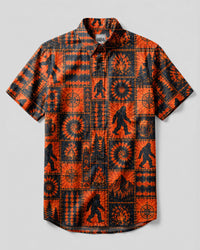 RETRO BIGFOOT WILDERNESS PATCHWORK BUTTON-DOWN COLLAR SHIRT  - TLNT0307266