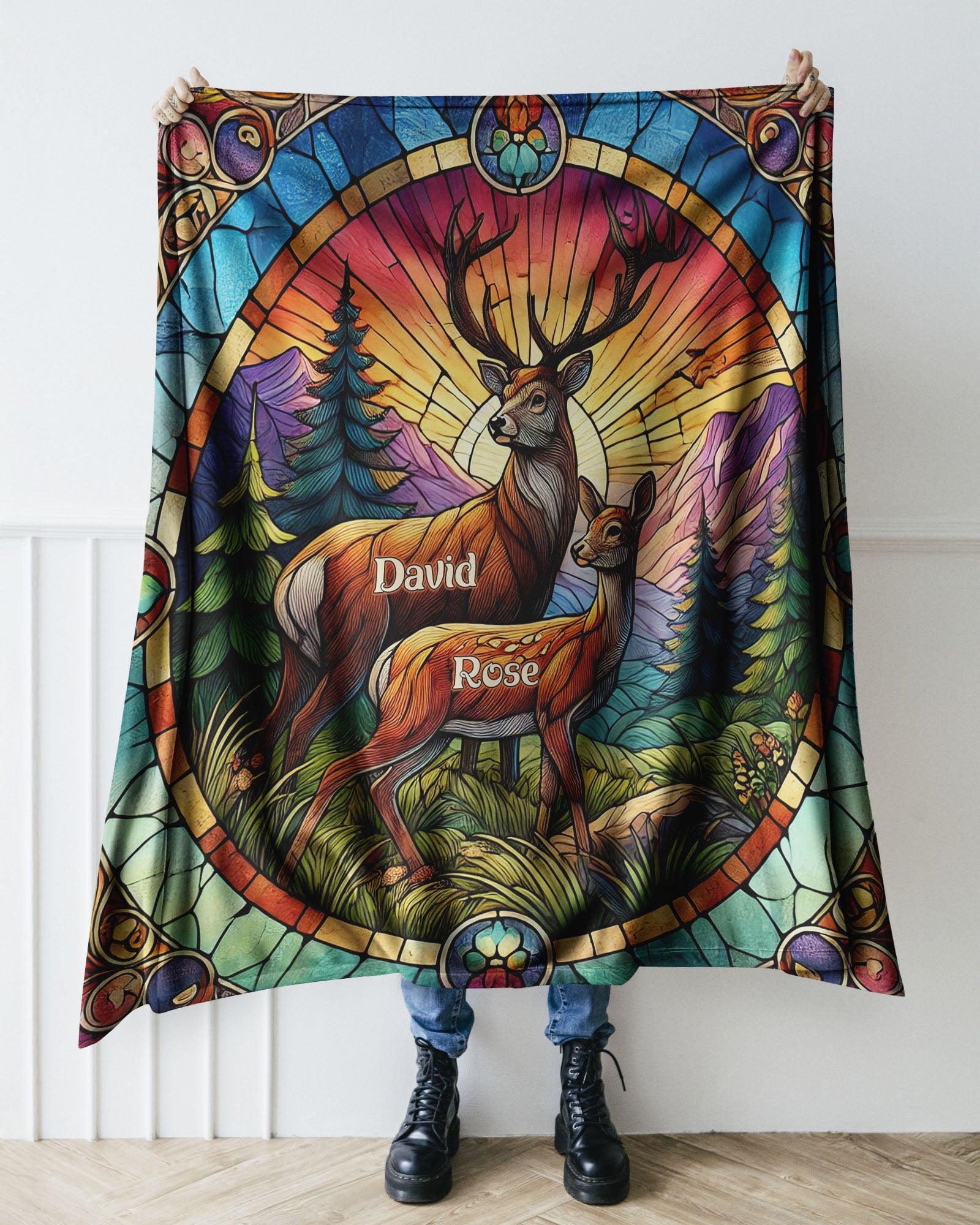 PERSONALIZED DEER COUPLE FLEECE BLANKET  - TLNT2702251