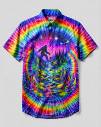 WANDER BIGFOOT NATURE COLORFUL SWIRL BUTTON-DOWN COLLAR SHIRT  - TLNT3006265