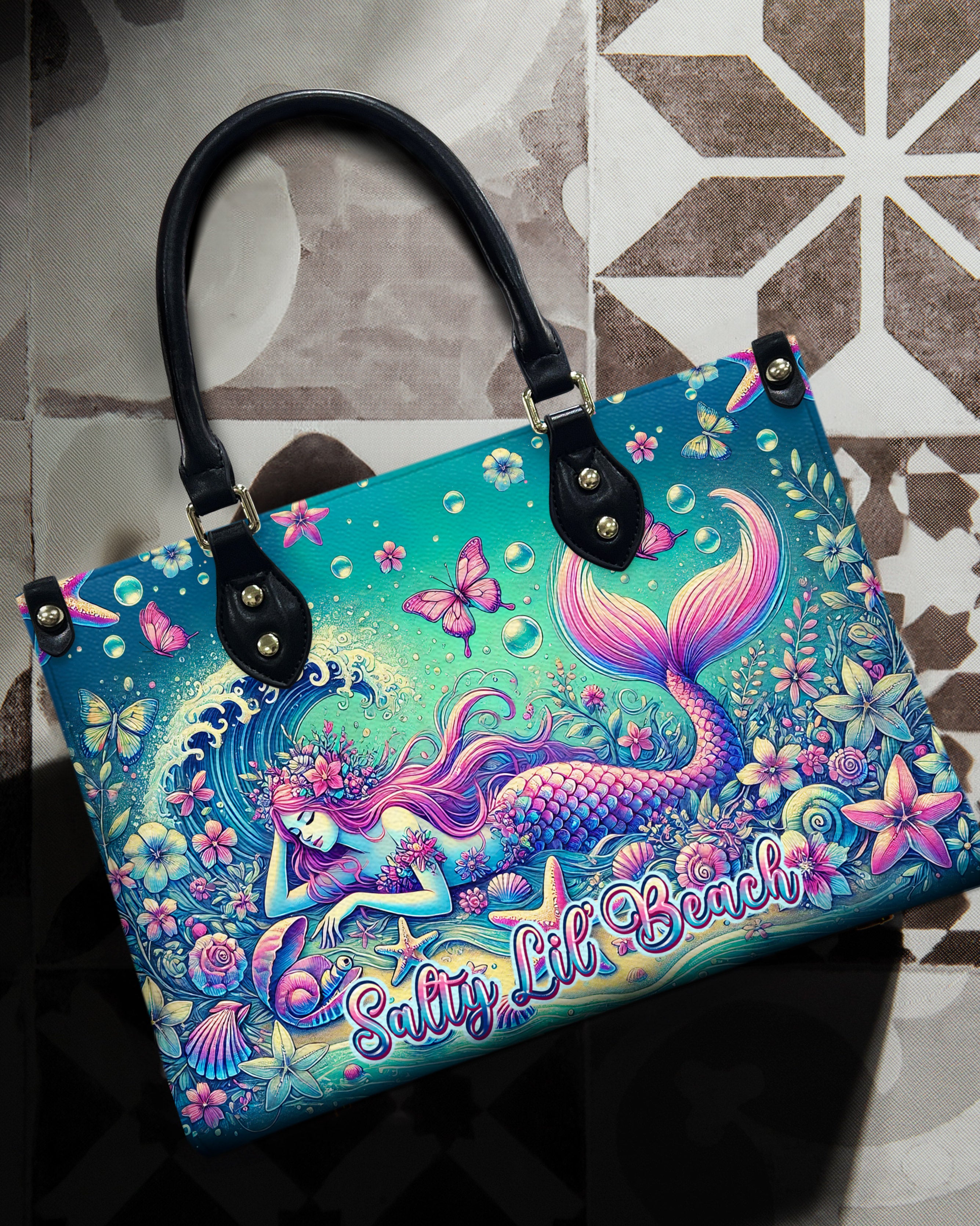 SALTY LIL' BEACH MERMAID LEATHER HANDBAG - TLPQ0207241