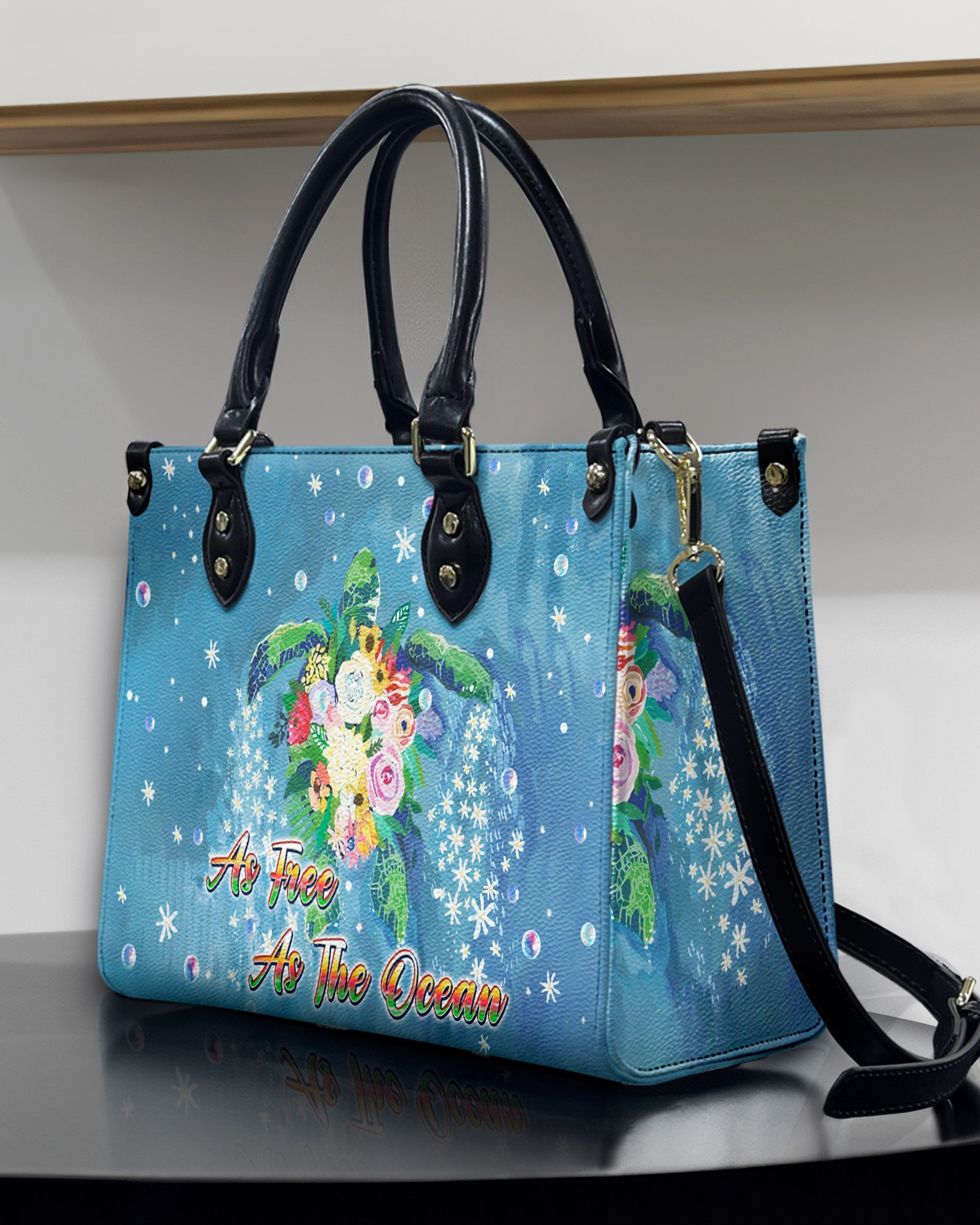 AS FREE AS THE OCEAN TURTLE LEATHER HANDBAG - TLPQ1009241