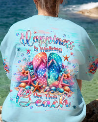 HAPPINESS IS WALKING ON THE BEACH FLIP FLOPS ALL OVER PRINT - TLPQ2006241