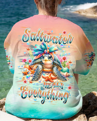SALTWATER HEALS EVERYTHING TURTLE ALL OVER PRINT - TLPQ2406244