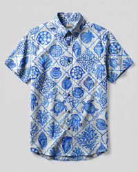 OCEAN LIFE SEAMLESS BUTTON-DOWN COLLAR  SHIRT  - TLTW0307263
