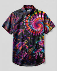 NEON OCEAN WONDERLAND TURTLE BUTTON-DOWN COLLAR SHIRT - TLTW1806262