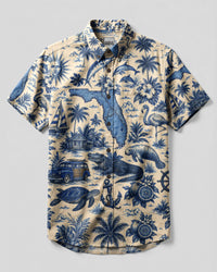 TROPICAL FLORIDA PATTERN BUTTON-DOWN COLLAR  SHIRT - TLTW2506263