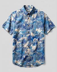 OCEAN TURTLE WAVES BUTTON-DOWN COLLAR SHIRT - TYQY0207263