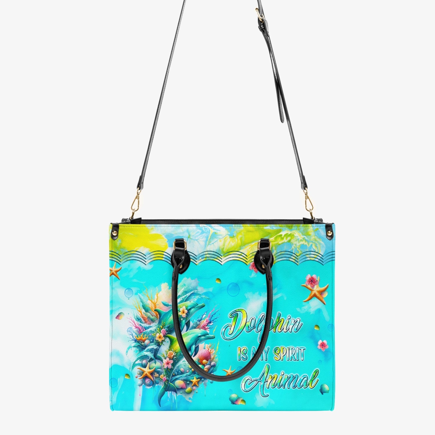 DOLPHIN IS MY SPIRIT ANIMAL LEATHER HANDBAG - TLPQ2903242