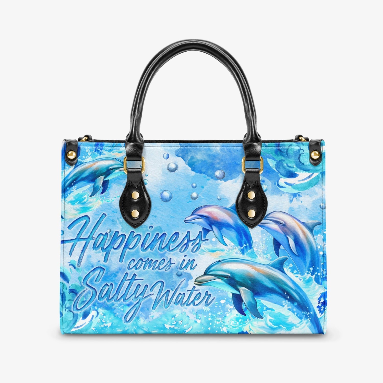 HAPPINESS COMES IN SALTY WATER DOLPHIN LEATHER HANDBAG - TYQY0504243